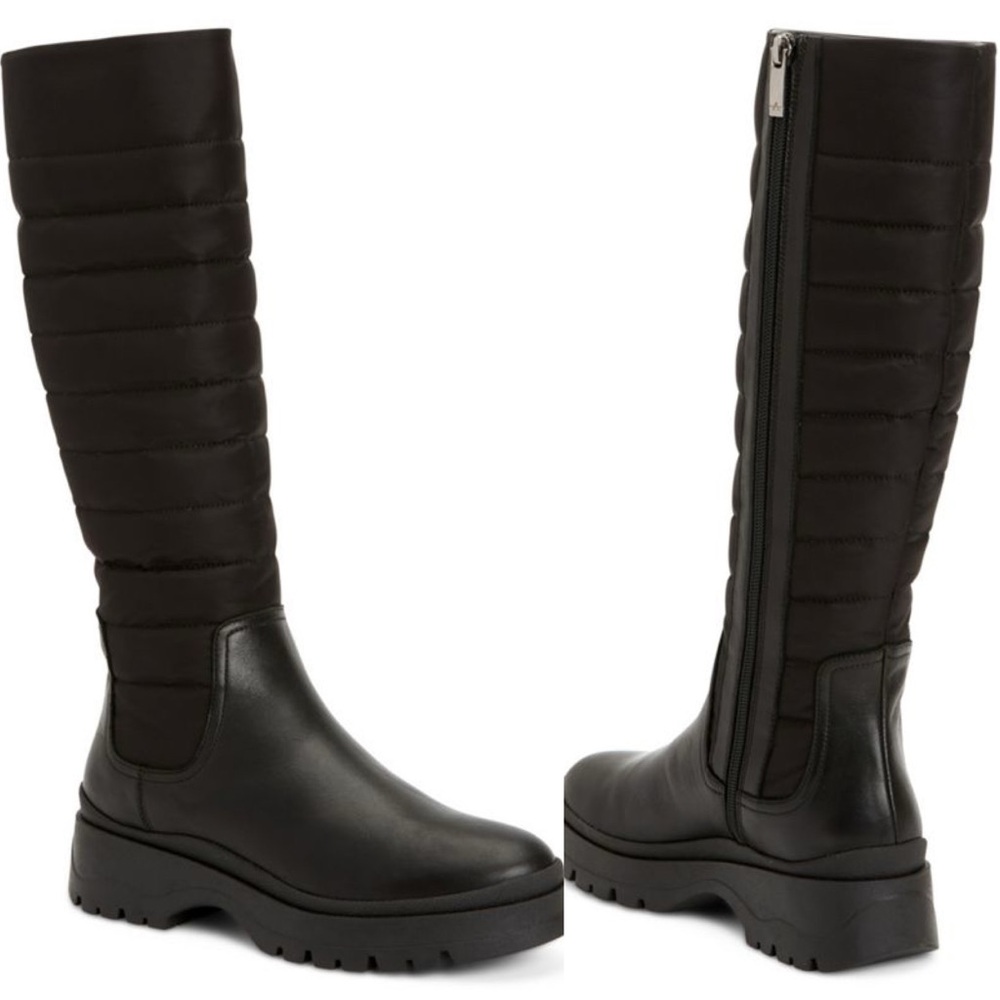 Aquatalia Skyla Quilted Leather & Nylon Tall Boots